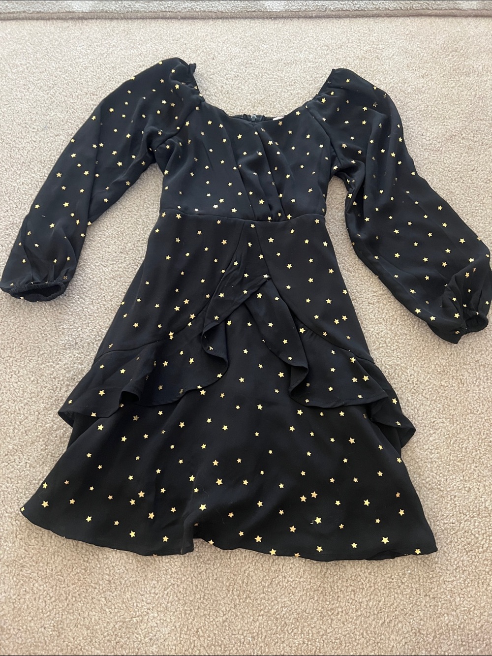 Francesca's Collections Black Dress with Gold Star Print